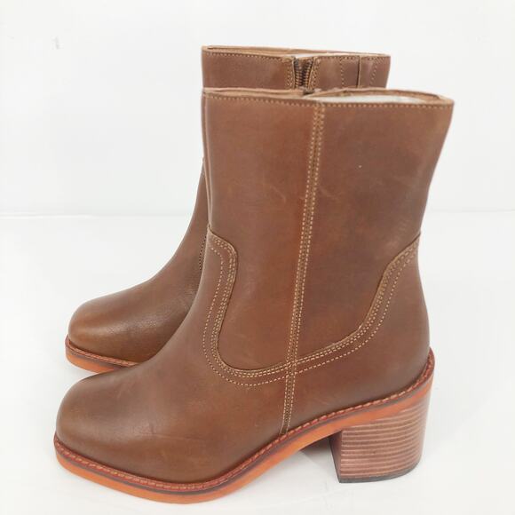 Seychelles Womens Turbulent Mid Calf Booties 6 Brown Square Toe Leather NWOB - Picture 4 of 9